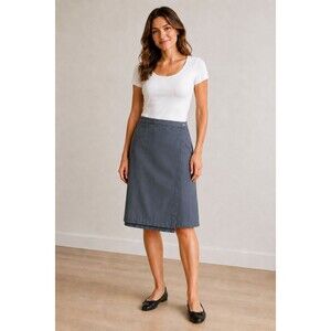NEW Vtg.  Eileen Fisher New York Charcoal Tencel/Cotton Short Wrap Skirt Size M